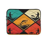 Housse pour ordinateur portable de 13 à 14 pouces avec doublure douce pour ordinateur portable Pêche Pêcheur Fishman Housse avec fermeture éclair pour voyage de travail Latitude
