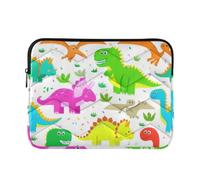 Housse pour ordinateur portable de 13 à 14 pouces - Dinosaure colorée blanche - Housse pour ordinateur portable - Housse esthétique pour ordinateur portable de 14 pouces