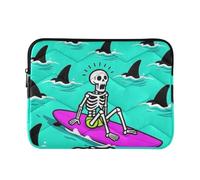 Housse pour ordinateur portable de 13 à 14 pouces - Sac léger pour ordinateur portable - Mallette squelette requins - Sac de transport d'été pour homme et femme