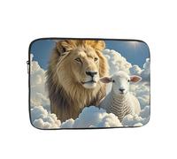 Housse pour ordinateur portable de 13", motif agneau avec nuages de lion, résistant aux chocs, pour homme et femme