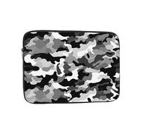 Housse pour ordinateur portable de 13 pouces avec imprimé camouflage gris blanc et résistant aux chocs pour homme et femme