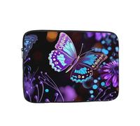 Housse pour ordinateur portable de 13 pouces avec imprimé papillon violet et fleurs