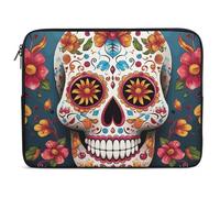 Housse pour ordinateur portable de 13 pouces - Motif tête de mort colorée - Résistante aux chocs - Housse de transport fine - Sac à main