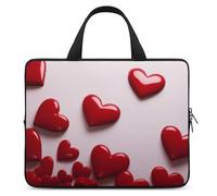 Housse pour ordinateur portable de 13 pouces - Ultra fine et imperméable - Motif cœurs rouges - Avec dragonne