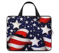 Housse pour ordinateur portable de 13 pouces, ultra fine, légère et imperméable, en néoprène durable, motif drapeau américain, rayures et étoiles