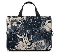 Housse pour ordinateur portable de 13 pouces, ultra fine, légère et imperméable, en néoprène durable, sac de protection portable avec dragonne à motif floral noir