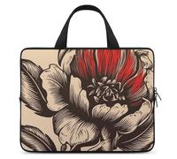 Housse pour ordinateur portable de 13", ultra fine, légère et imperméable, en néoprène durable, avec dragonne, motif fleurs noires et rouges