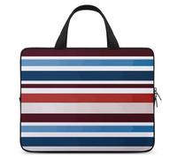 Housse pour ordinateur portable de 13", ultra fine, légère et imperméable, en néoprène durable, motif rayures rouges, bleues, blanches et grises
