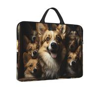 Housse pour ordinateur portable de 14 pouces avec poignée résistante aux chocs et imperméable pour ordinateur portable Corgi Pictures