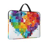 Housse pour ordinateur portable de 14 pouces, sac fourre-tout résistant aux chocs, sac de transport pour ordinateur portable, motif cœur coloré, Saint Valentin, amour