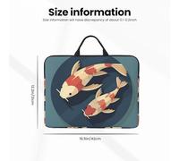 Housse pour ordinateur portable de 14 pouces, sacoche plate résistante aux chocs avec poignée Motif poissons koï