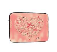 Housse pour ordinateur portable de 15,6 pouces avec motif cœur et fleurs rouges - Sac de transport durable pour ordinateur portable