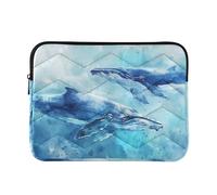Housse pour ordinateur portable de 15 à 16 pouces, baleines bleu clair, style aquarelle, sac de transport pour voyage, affaires, fusil et co