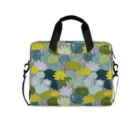 Housse pour ordinateur portable de 15 à 16 pouces - Coque rigide en bois vert nénuphar avec fermeture éclair pour homme et femme