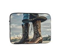Housse pour ordinateur portable de 15", chapeau de cow-boy, bottes occidentales, housse de transport antichoc pour ordinateur portable homme et femme