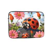 Housse pour ordinateur portable de 15 pouces, résistante aux chocs, motif coccinelle, fleur, mallette résistante à l'eau pour homme et femme