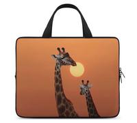 Housse pour ordinateur portable de 15 pouces, ultra fine, étanche, avec dragonne Motif girafe au coucher du soleil