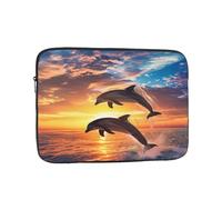 Housse pour ordinateur portable de 17 pouces avec motif de dauphin au coucher du soleil, sac pour ordinateur portable de 17" pour homme et femme, résistant à l'eau, résistant aux chocs