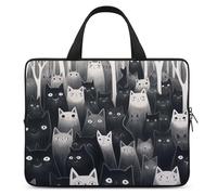 Housse pour ordinateur portable de 17 pouces - Ultra-fine - Étanche - Avec dragonne - Motif chats noirs