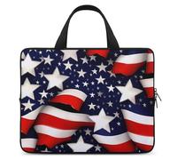 Housse pour ordinateur portable de 17 pouces, ultra fine, légère et imperméable, en néoprène durable, motif drapeau américain, rayures et étoiles