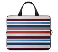 Housse pour ordinateur portable de 17", ultra fine, légère et imperméable, en néoprène durable, motif rayures rouges, bleues, blanches et grises