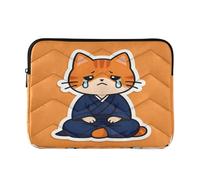 Housse pour ordinateur portable de 33 à 35,6 cm, résistante à l'eau, motif chat orange qui pleure, autocollant, sacs de transport d'ordinateur pour homme et femme