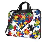 Housse pour ordinateur portable de sensibilisation à l'autisme - Motif cœur - Pour homme et femme - Résistante aux chocs - Pour les affaires, les voyages, le bureau, l'école, Noir , 15.6 inch