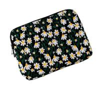 Housse pour ordinateur portable - Élégante petite fleur brodée - Pochette pour tablette - Fleurs mignonnes - Protection des manches d'ordinateur (noir 15 pouces)