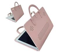 Housse pour ordinateur portable en cuir synthétique - Housse de protection pour ordinateur portable - Rose avec poignée - Carnet étanche - Accessoire informatique pour les voyages de travail