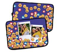 Housse pour Ordinateur Portable et Tablette. Personnalisé avec Nom. Accessoire Ordinateur Portable. Néoprène. Pochette Sacoche pour Chromebook Ultrabook Netbook Tablette. Emoticono