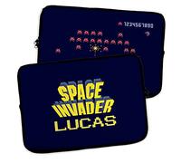 Housse pour Ordinateur Portable et Tablette. Personnalisé avec Nom. Pochette iPad. Néoprène. Pochette Sacoche pour Chromebook Ultrabook Netbook Tablette. Space Invaders