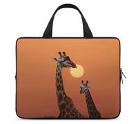 Housse pour ordinateur portable Girafe au coucher du soleil - Ultra-fine - Étanche - 17 pouces - Avec dragonne