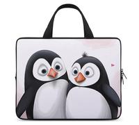 Housse pour ordinateur portable I Love Penguins ultra fine, légère et imperméable à l'eau - En néoprène durable - Avec dragonne
