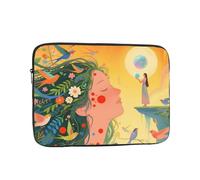 Housse pour ordinateur portable Lady and Colorful Bird 12"