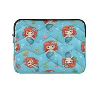 Housse pour ordinateur portable mignon aux cheveux rouges, motif sirènes bouffantes de 15 pouces pour homme et femme