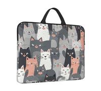 Housse pour ordinateur portable - Motif chat gris - Résistante à l'eau - Avec poignée