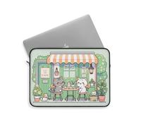 Housse pour ordinateur portable, motif chats mignons dans un café, protection douce pour ordinateur portable, décoration pour ordinateur portable, multicolore, 38 cm, Générique