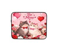 Housse pour ordinateur portable Motif couple de chats de dessin animé Be Mine 17"