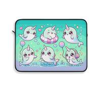 Housse pour ordinateur portable, motif licorne et baleines mignonnes dans l'océan, protection douce pour ordinateur portable, décoration mignonne pour ordinateur portable, multicolore, 38 cm,