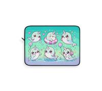 Housse pour ordinateur portable, motif licorne et baleines mignonnes dans l'océan, protection douce pour ordinateur portable, décoration mignonne pour ordinateur portable, multicolore, 30 cm,