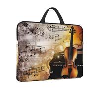 Housse pour ordinateur portable, piano, violon, notes de musique, sac de transport résistant à l'eau avec poignée