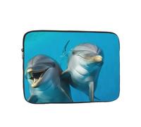 Housse pour ordinateur portable - Résistante aux chocs - Motif dauphins souriants - 13 pouces
