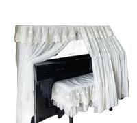 Housse Pour Piano à Queue Housse de Piano brodée en dentelle blanche, Double couche, ourlet gaze, étui protection for, coussin tabouret recouvert(56x36cm)