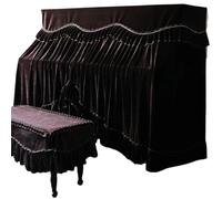 Housse Pour Piano à Queue Housse de Piano complète en tissu velours doré, housse tabouret électrique, ensemble épais deux pièces(Brown,Double Stool Set)