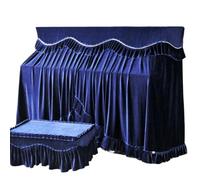 Housse Pour Piano à Queue Housse de Piano complète en tissu velours doré, housse tabouret électrique, ensemble épais deux pièces(Blue,Double Stool Set)