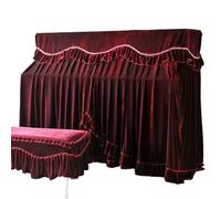 Housse Pour Piano à Queue Housse de Piano complète en tissu velours doré, housse tabouret électrique, ensemble épais deux pièces(Red,Single Stool Set)