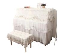 Housse Pour Piano à Queue Housse de tabouret for étui Piano brodée en dentelle, petite gaze fine fraîche à Double couche, rideau, tissu(White,Stool cover78x38cm)