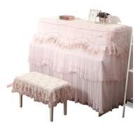 Housse Pour Piano à Queue Housse de tabouret for étui Piano brodée en dentelle, petite gaze fine fraîche à Double couche, rideau, tissu(Pink,155x40x130cm 58x38cm)