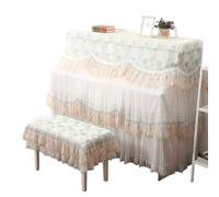 Housse Pour Piano à Queue Housse de tabouret for étui Piano brodée en dentelle, petite gaze fine fraîche à Double couche, rideau, tissu(Green and Beige,Stool cover58x38cm)