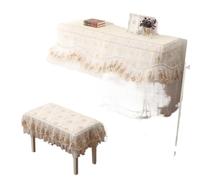 Housse Pour Piano à Queue Housse de tabouret for étui Piano brodée en dentelle, petite gaze fine fraîche à Double couche, rideau, tissu(Beige,153x33x120cm 78x38cm)